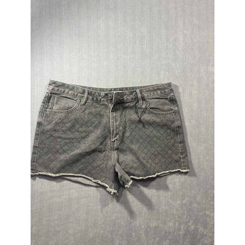 Rue 21 Black Diamond Crystal pattern Shorts Distressed Womens Size 16